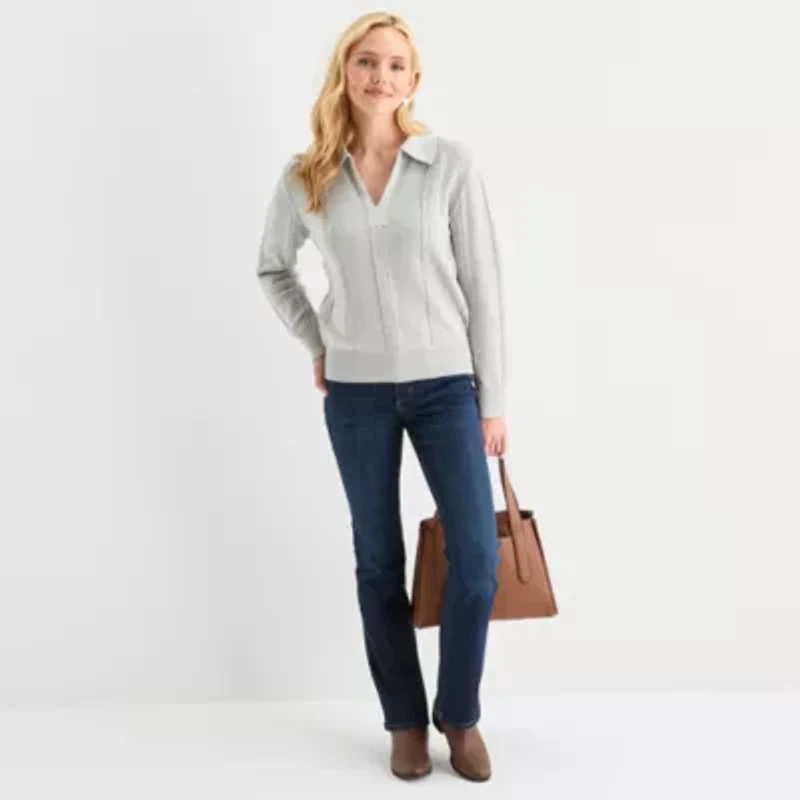 St. John's Bay Womens Long Sleeve Pullover Sweater