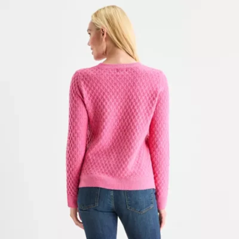 St. John's Bay Womens Crew Neck Long Sleeve Pullover Sweater