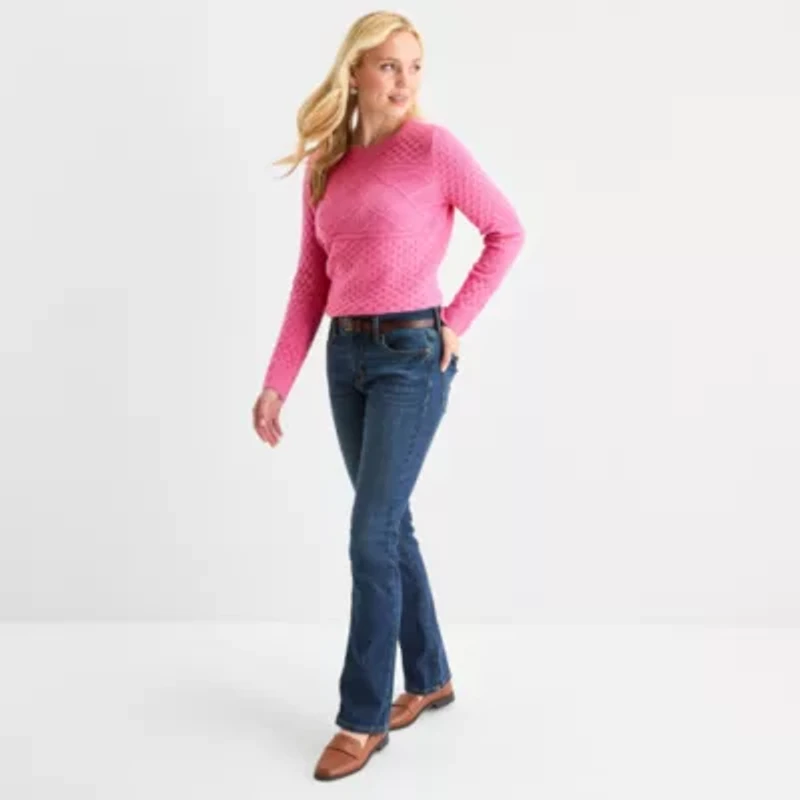 St. John's Bay Womens Crew Neck Long Sleeve Pullover Sweater