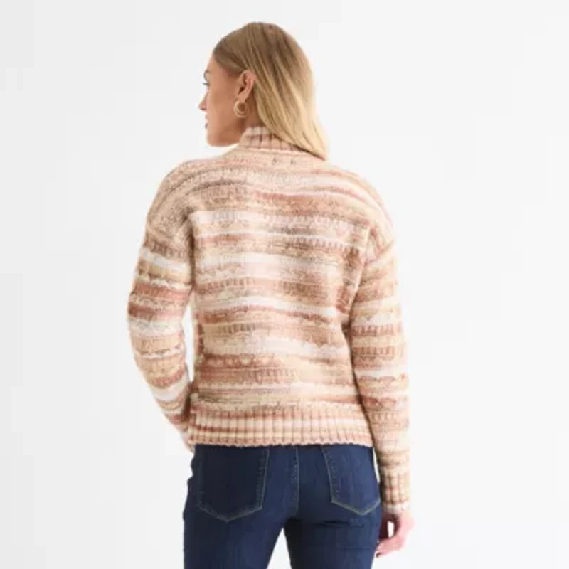 St. John's Bay Womens Mock Neck Long Sleeve Pullover Sweater