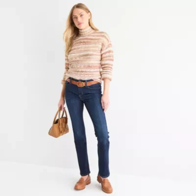 St. John's Bay Womens Mock Neck Long Sleeve Pullover Sweater