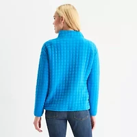 St. John's Bay Womens Mock Neck Long Sleeve Quarter-Zip Pullover