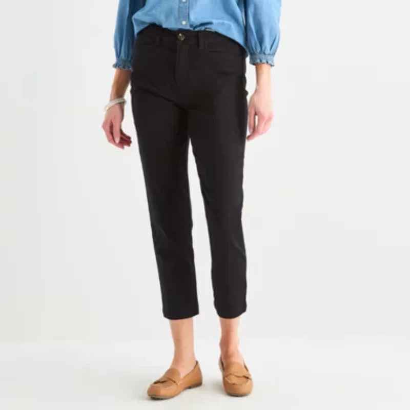 St. John's Bay Womens Stretch Fabric Ankle High Rise Trouser