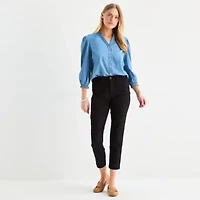 St. John's Bay Womens Stretch Fabric Ankle High Rise Trouser