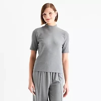Stylus Womens Mock Neck Short Sleeve T-Shirt