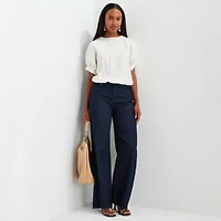 Worthington Womens High Rise Wide Leg Jean
