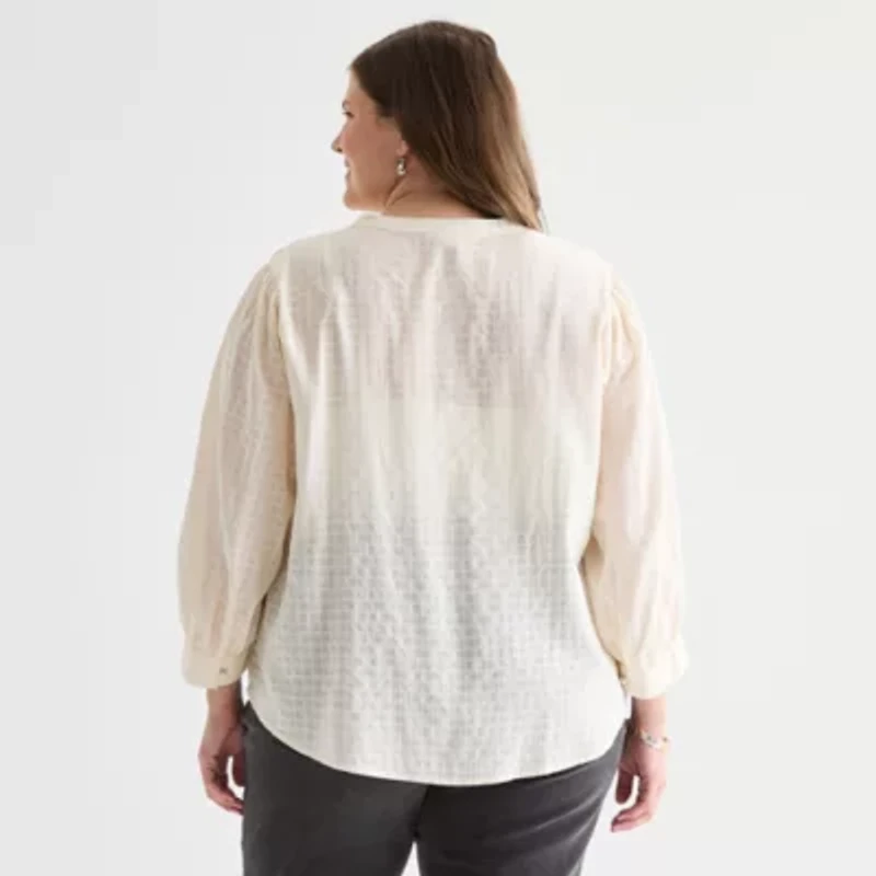 St. John's Bay Womens Long Sleeve Plus Blouse