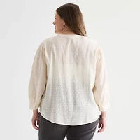 St. John's Bay Womens Long Sleeve Plus Blouse