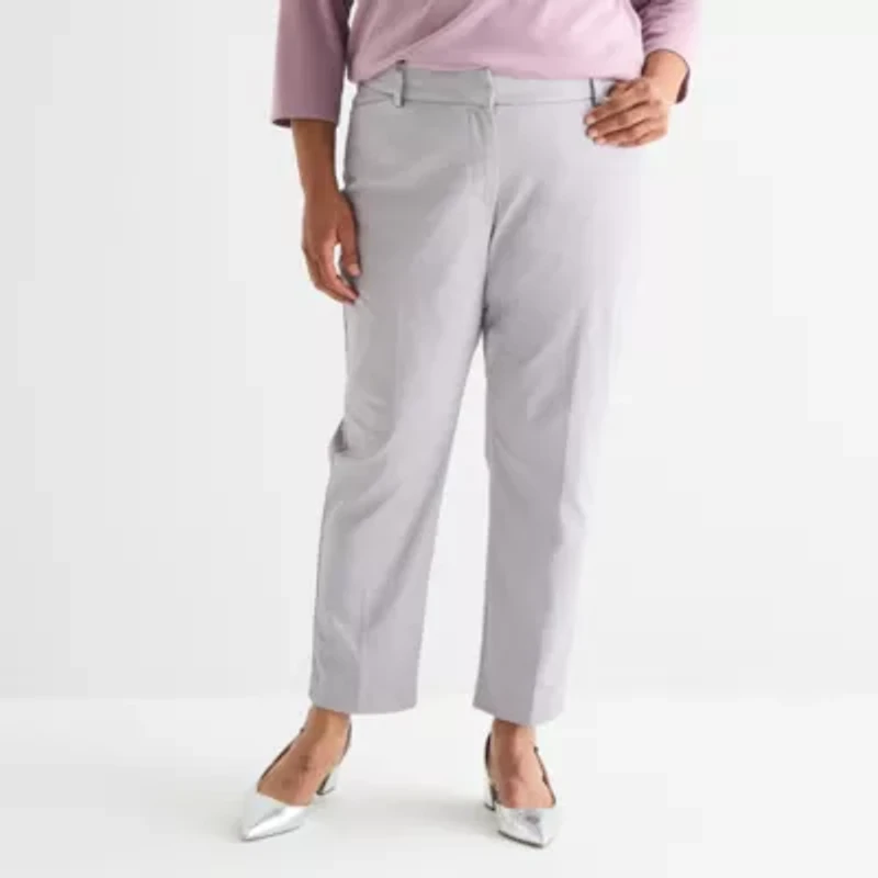Liz Claiborne Emma Womens Plus Ankle Mid Rise Ankle Pant
