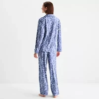 Ambrielle Womens V-Neck Long Sleeve 2-pc. Pajama Sets