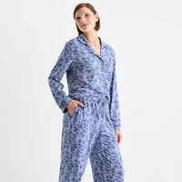 Ambrielle Womens V-Neck Long Sleeve 2-pc. Pajama Sets