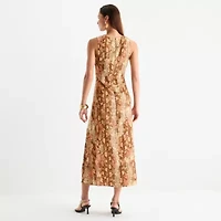 Worthington Womens Sleeveless Animal Maxi Dress