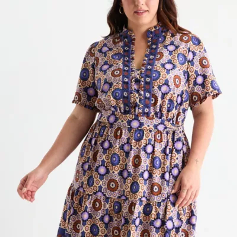 London Style Womens Short Sleeve Plus Maxi Dress