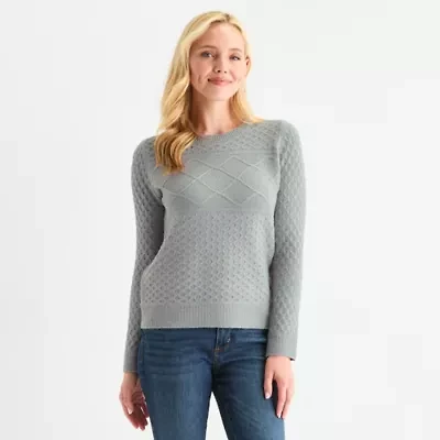 St. John's Bay Tall Womens Crew Neck Long Sleeve Pullover Sweater