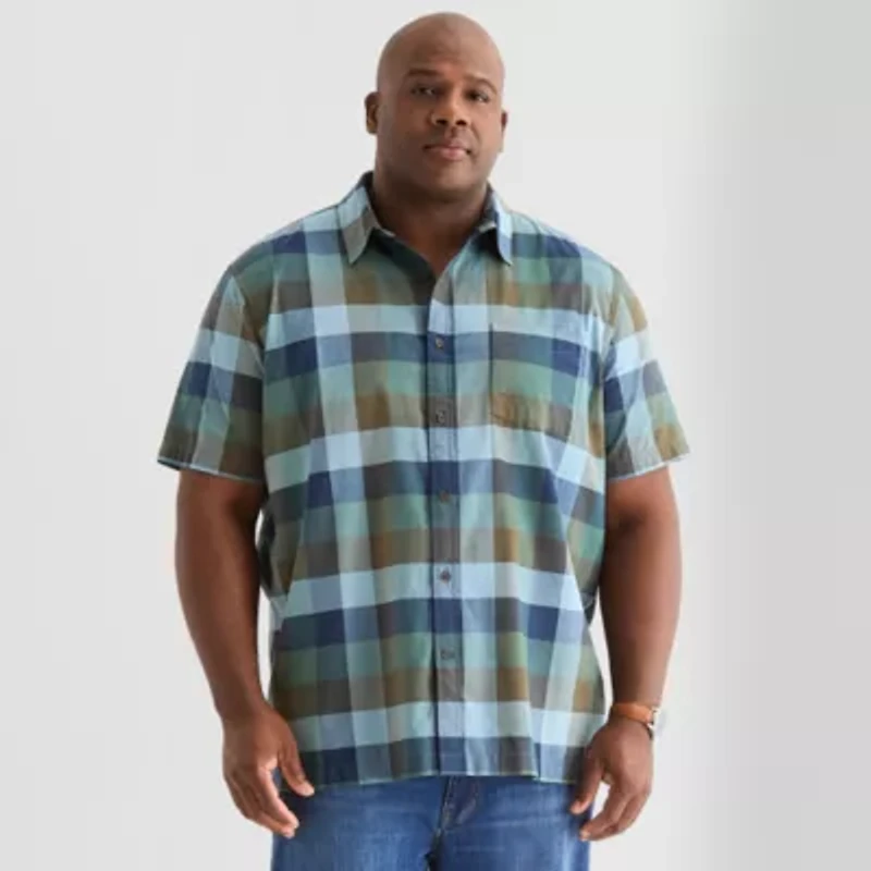 mutual weave Mens Short Sleeve Classic Fit Big and Tall Button-Down Shirt