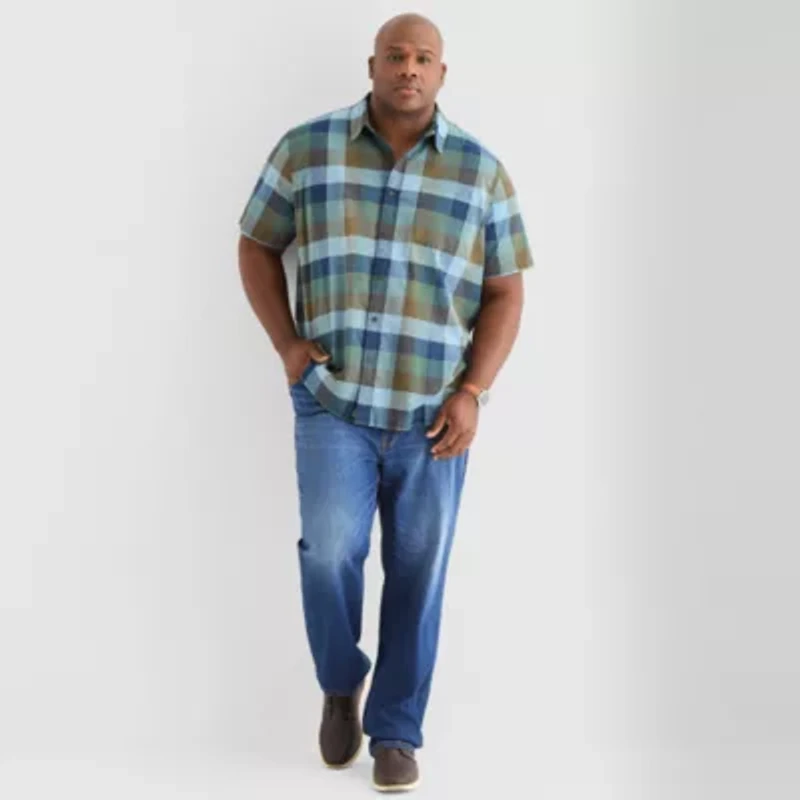 mutual weave Mens Short Sleeve Classic Fit Big and Tall Button-Down Shirt