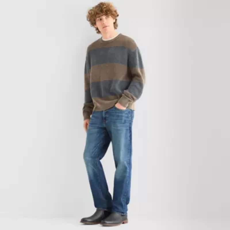 Arizona Mens Crew Neck Long Sleeve Pullover Sweater