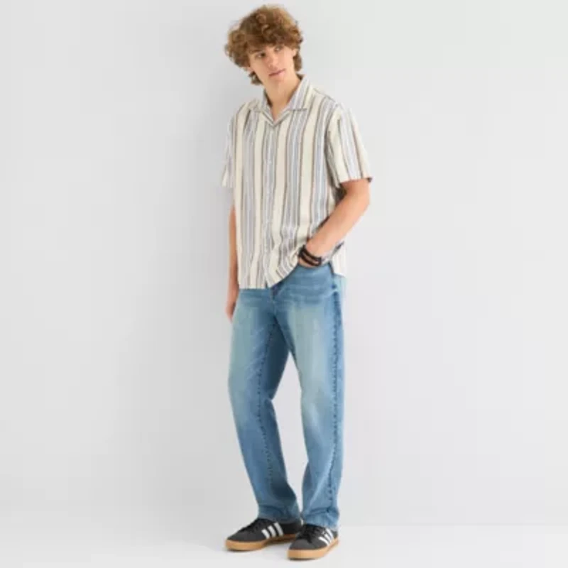 Arizona Mens Short Sleeve Relaxed Fit Button-Down Shirt