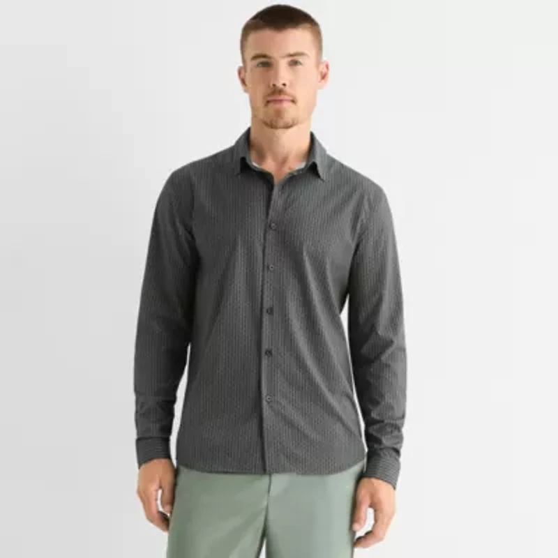 Stylus Mens Long Sleeve Cuffed Regular Fit Button-Down Shirt
