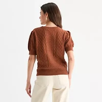 St. John's Bay Womens Crew Neck Short Sleeve Pullover Sweater