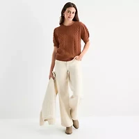 St. John's Bay Womens Crew Neck Short Sleeve Pullover Sweater