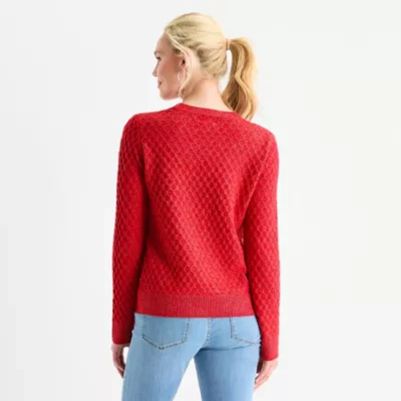 St. John's Bay Womens Crew Neck Long Sleeve Pullover Sweater