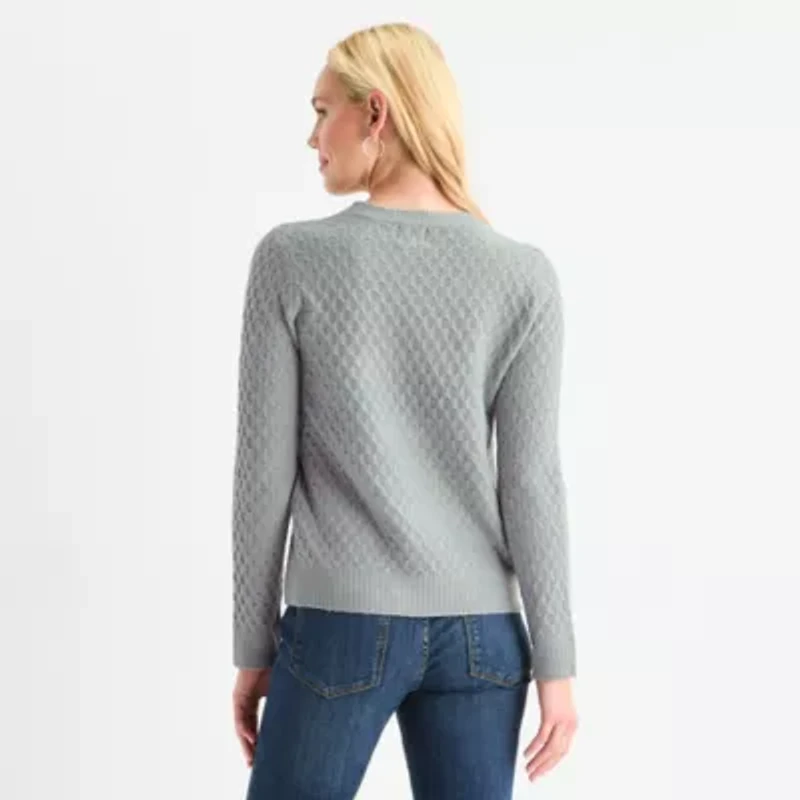 St. John's Bay Womens Crew Neck Long Sleeve Pullover Sweater