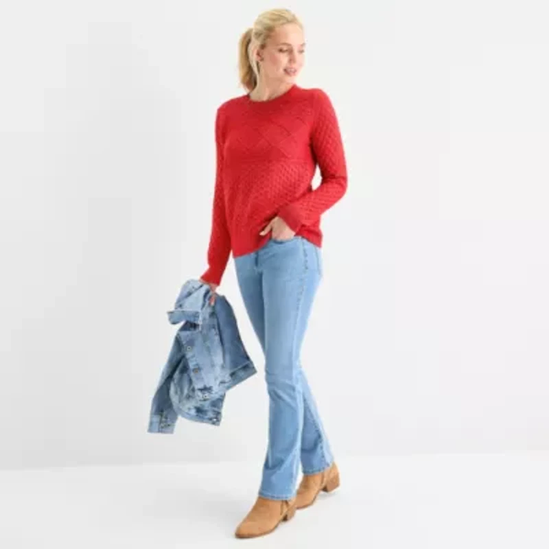 St. John's Bay Womens Crew Neck Long Sleeve Pullover Sweater