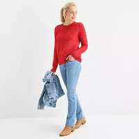 St. John's Bay Womens Crew Neck Long Sleeve Pullover Sweater