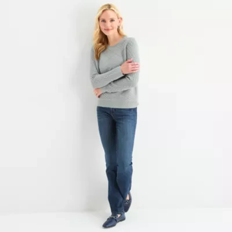 St. John's Bay Womens Crew Neck Long Sleeve Pullover Sweater