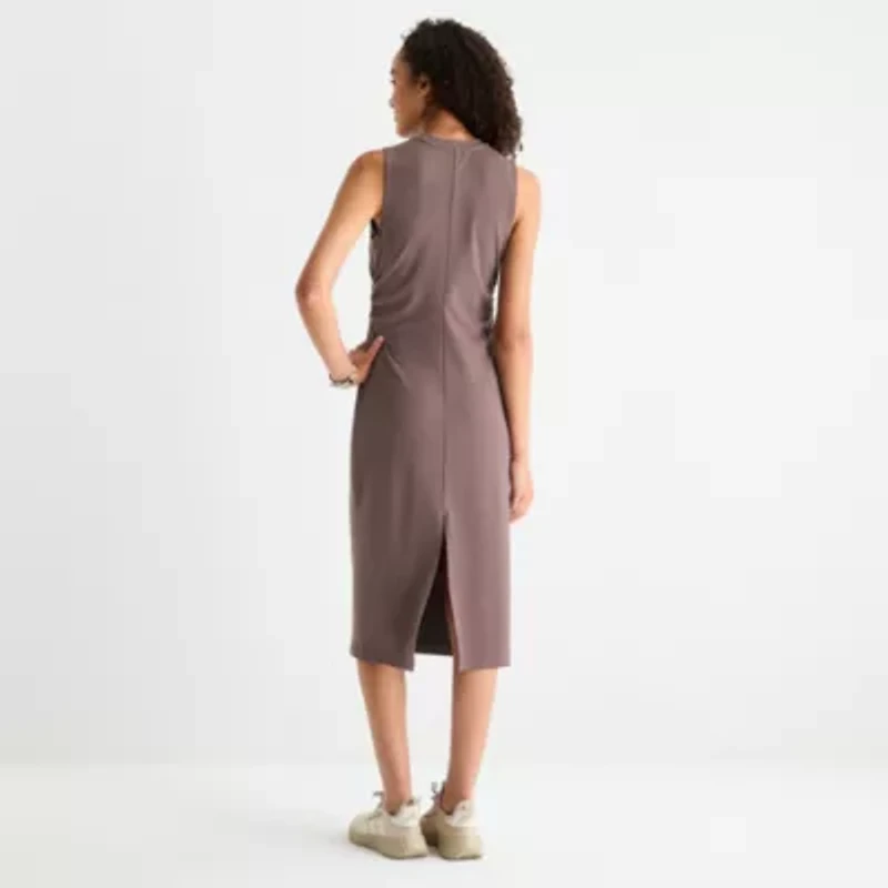 Stylus Womens Sleeveless Midi A-Line Dress
