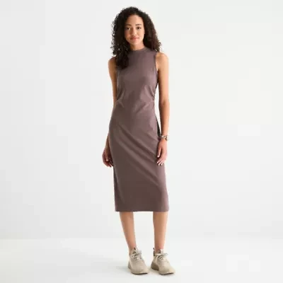 Stylus Womens Sleeveless Midi A-Line Dress
