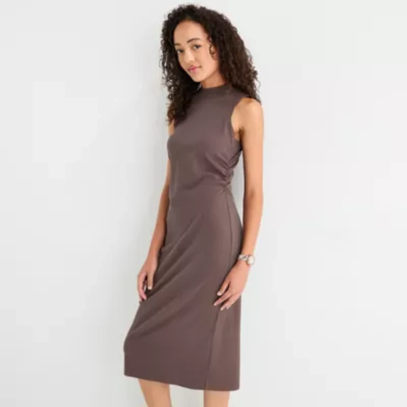 Stylus Womens Sleeveless Midi A-Line Dress