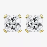 10k Gold 6mm Princess-Cut Cubic Zirconia Stud Earrings