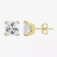 10k Gold 6mm Princess-Cut Cubic Zirconia Stud Earrings