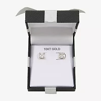 10k Gold 6mm Princess-Cut Cubic Zirconia Stud Earrings