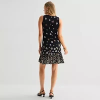 Marc New York Womens Round Neck Sleeveless Floral Shift Dress
