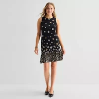 Marc New York Womens Round Neck Sleeveless Floral Shift Dress