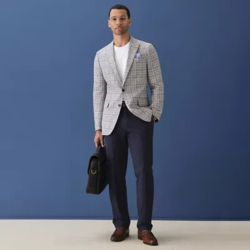 Stafford Mens Plaid Classic Fit Sport Coat