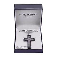 J.P. Army Men's Jewelry Stainless Steel 24 Inch Cable Cross Pendant Necklace