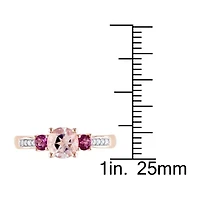 Genuine Morganite 10K Rose Gold 3-Stone Ring