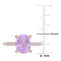 Womens 1/10 CT. T.W. Genuine Purple Amethyst 10K Rose Gold Side Stone Cocktail Ring