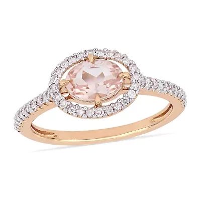 Womens 1/4 CT. T.W. Genuine Pink Morganite 14K Rose Gold Cocktail Ring