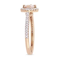 Womens 1/4 CT. T.W. Genuine Pink Morganite 14K Rose Gold Cocktail Ring