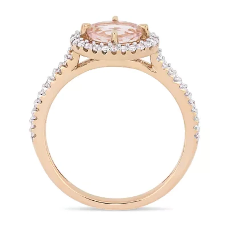 Womens 1/4 CT. T.W. Genuine Pink Morganite 14K Rose Gold Cocktail Ring