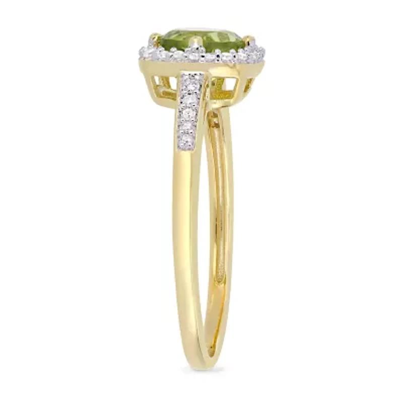 Womens 1/7 CT. T.W. Genuine Green Peridot 10K Gold Cocktail Ring