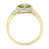 Womens 1/7 CT. T.W. Genuine Green Peridot 10K Gold Cocktail Ring