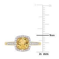 Womens 1/7 CT. T.W. Genuine Yellow Citrine 10K Gold Cocktail Ring
