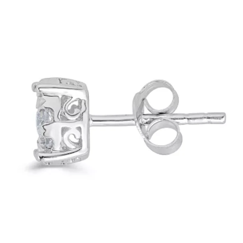 3/4 CT. T.W. Natural White Diamond Sterling Silver 6.4mm Stud Earrings