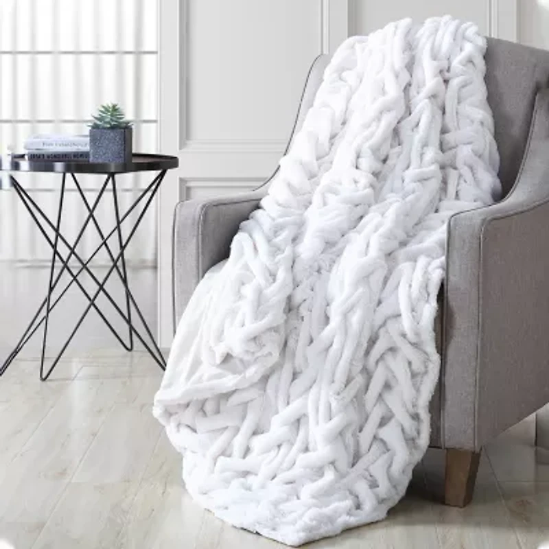 Modern Threads Braided Faux Fur Reversible Midweight Throw